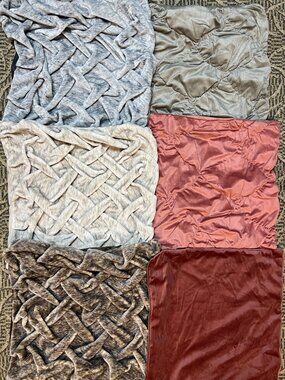 6 Decorative Pillow Cases Plush Fur side zipper 20in